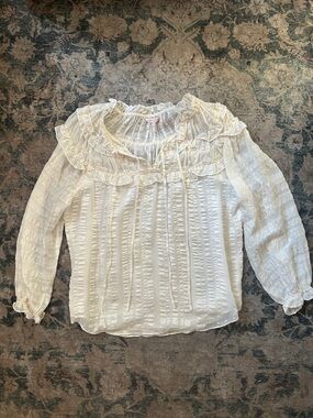 Rebecca Taylor Ivory Ruffle Peasant Blouse